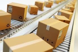 Packages on a conveyor